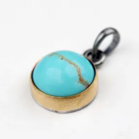 . Bezel-set Gold & Silver with Arizona Turquoise Pendant