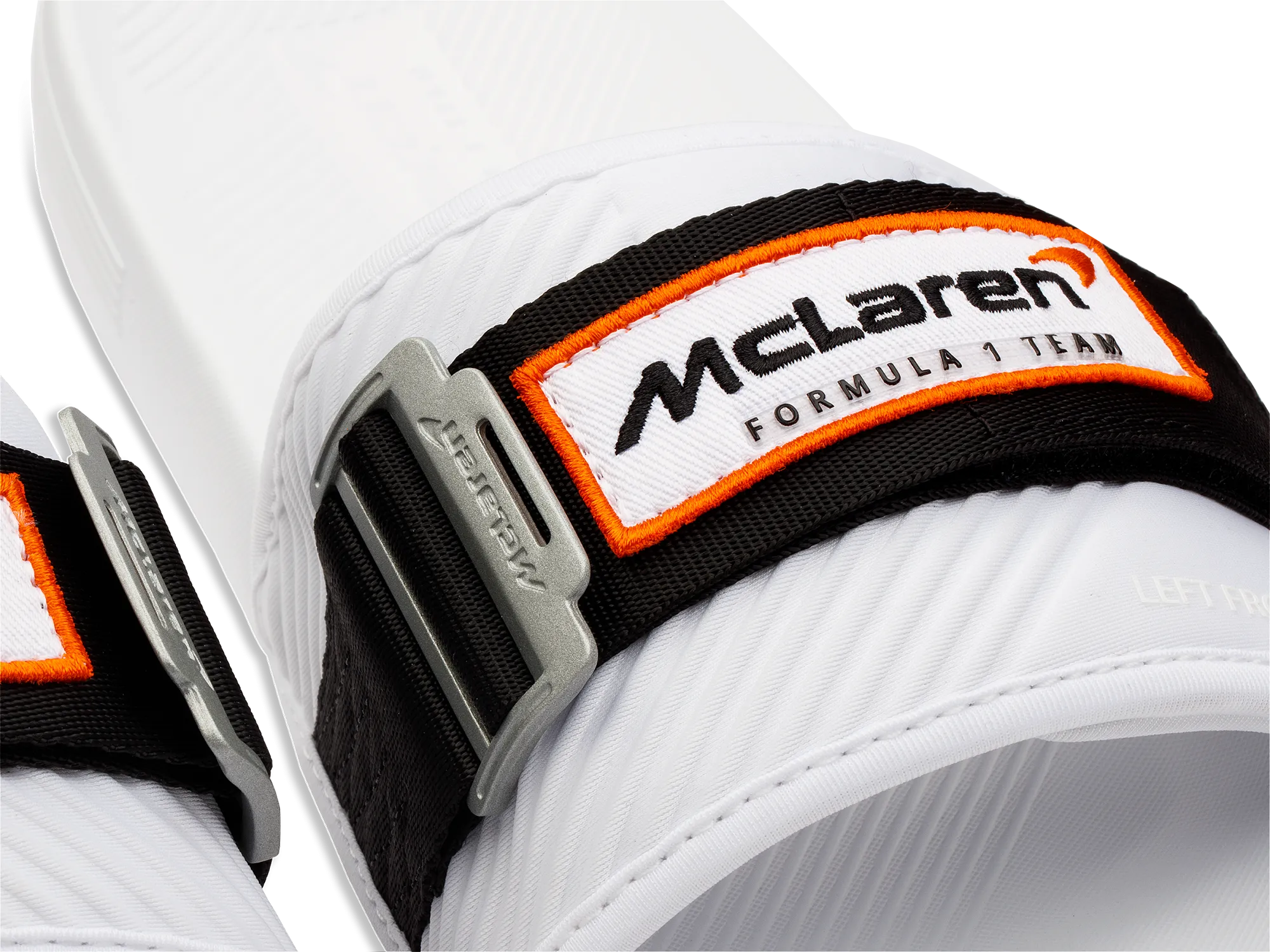 08716-102-M | STRAP SANDAL X MCLAREN | WHITE /BLACK /PAPAYA