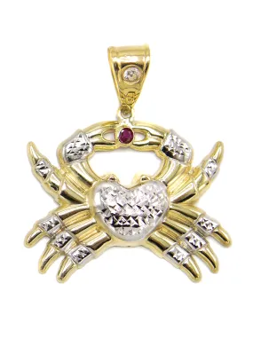 10K Gold Crab Pendant | Customizable Size