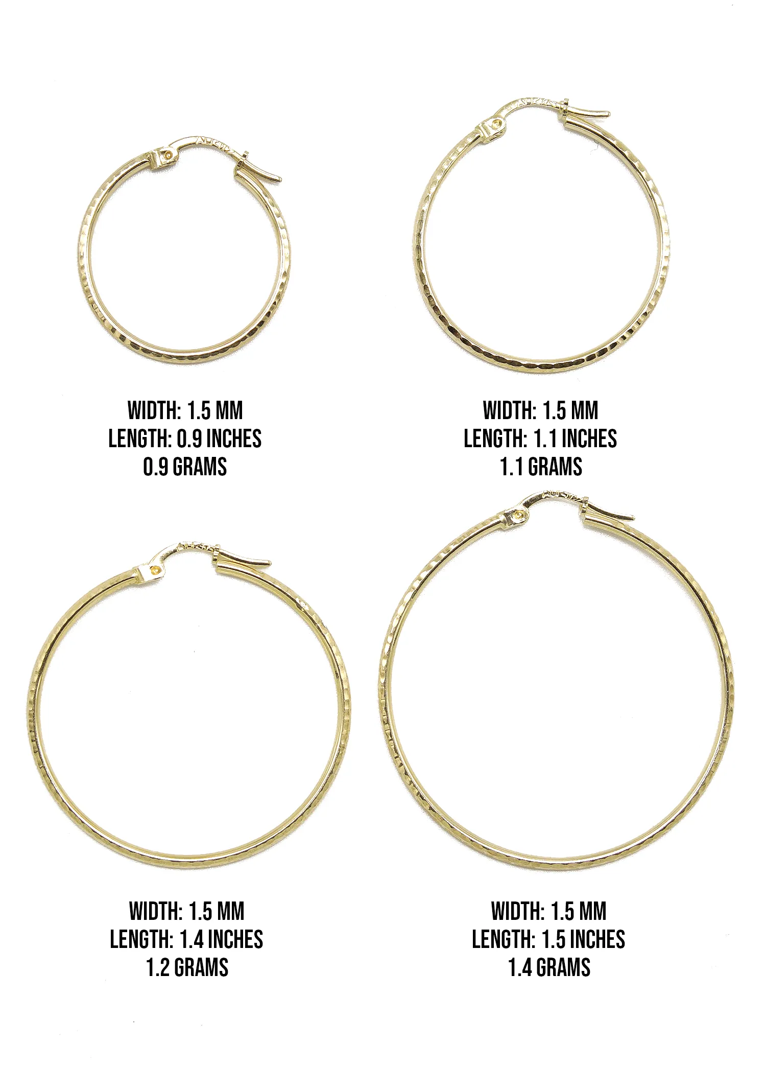 10K Womens Gold Hoop Earrings | Customizable Size