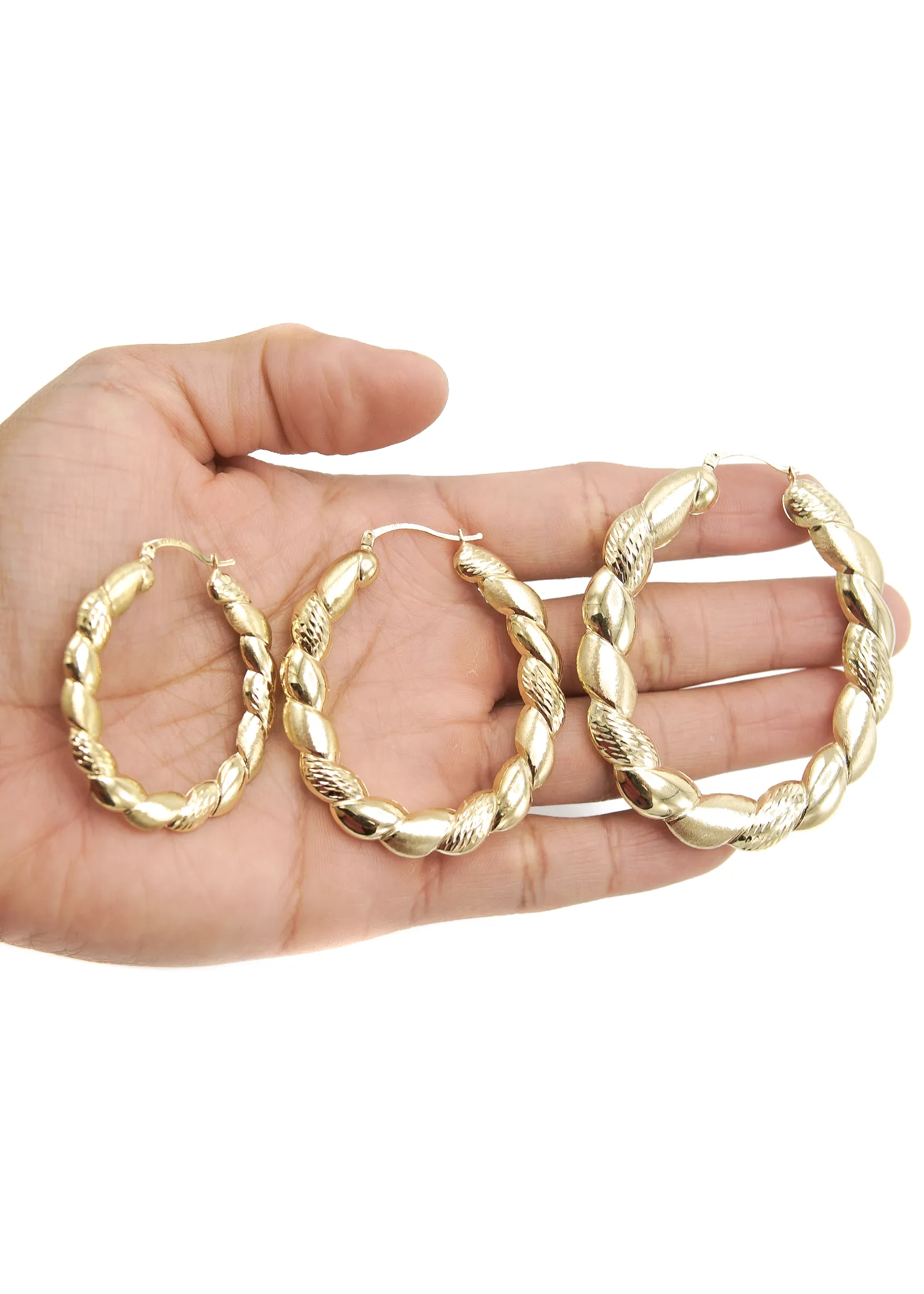 10K Womens Gold Hoop Earrings | Customizable Size