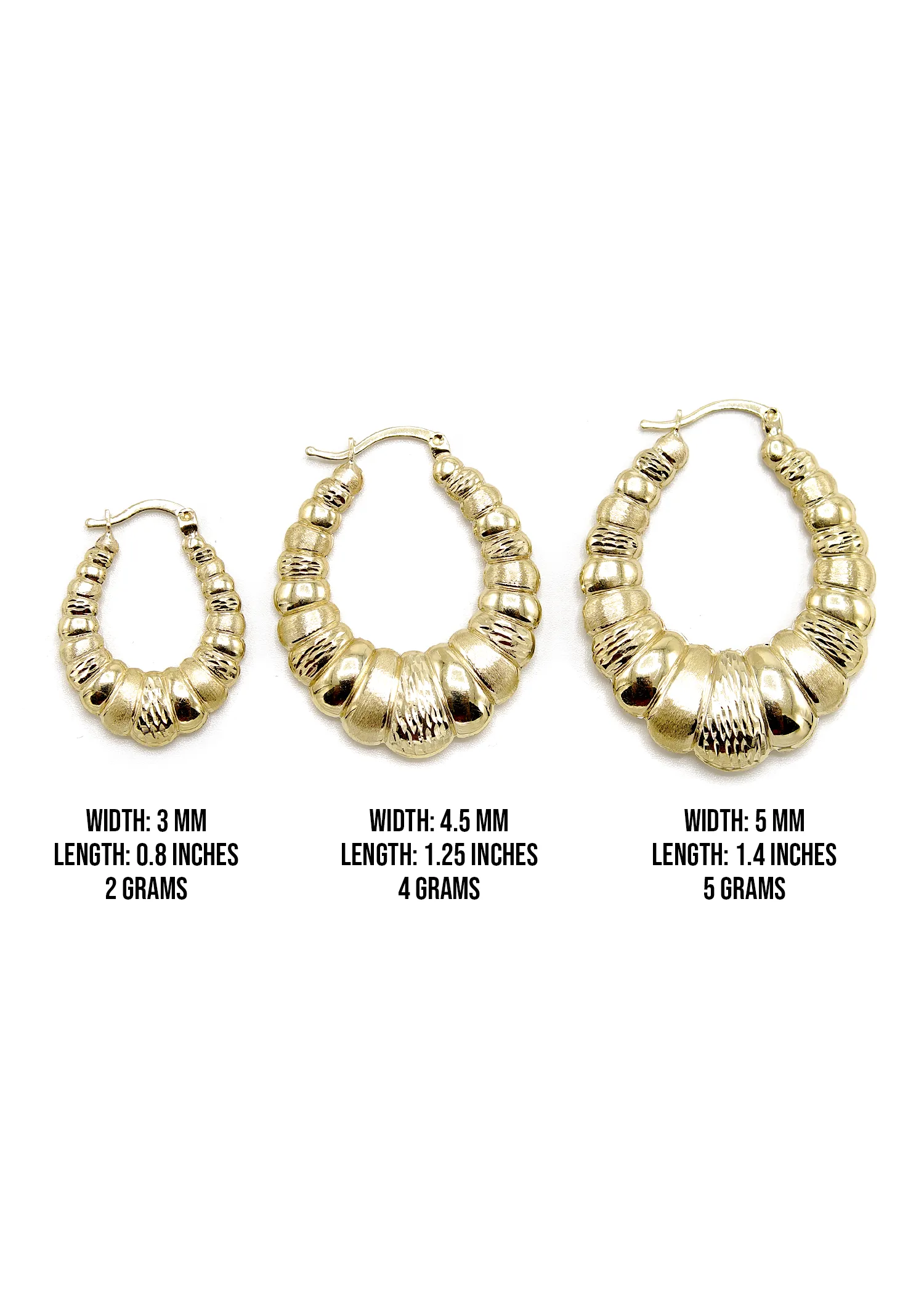 10K Womens Gold Hoop Earrings | Customizable Size