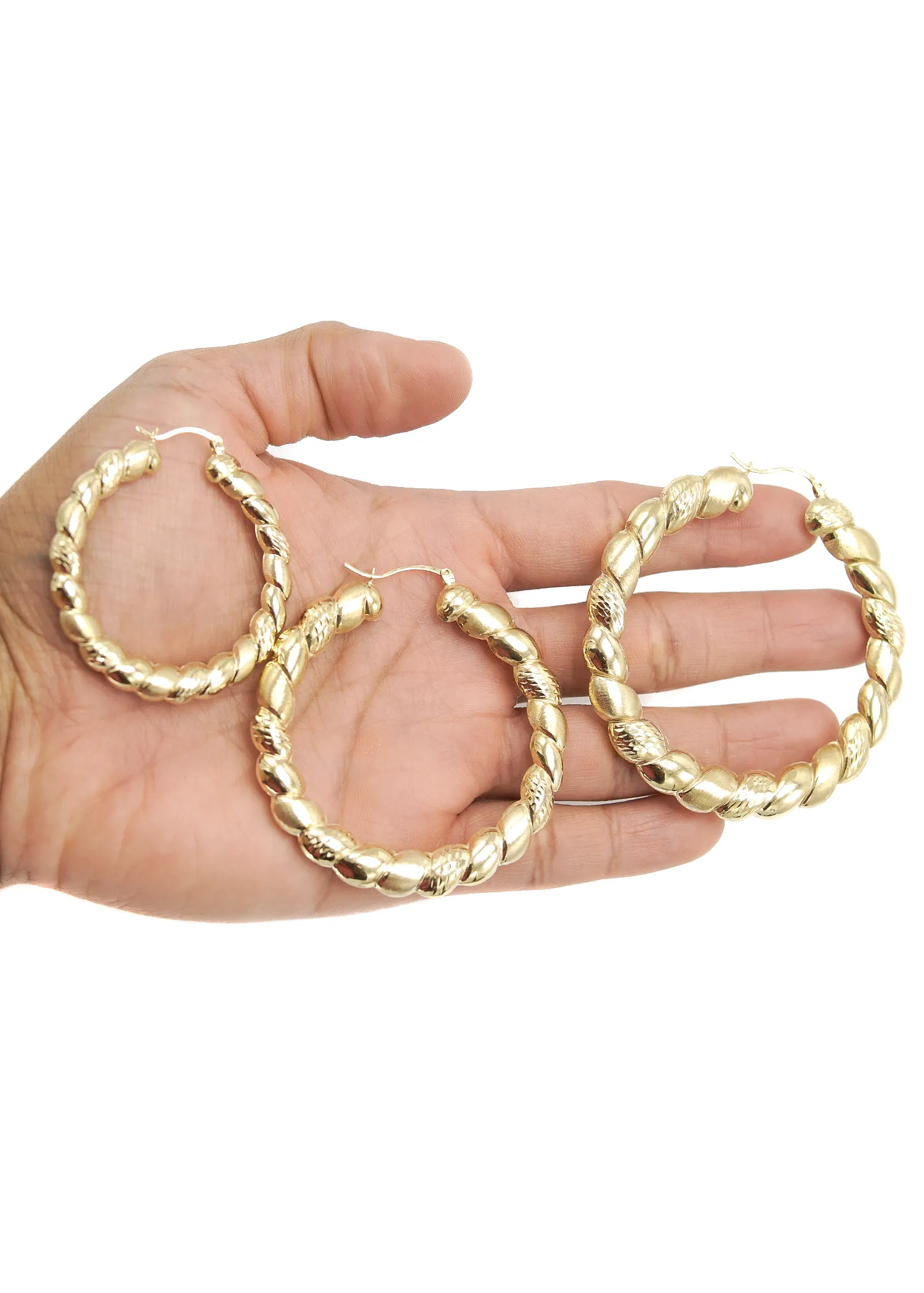 10K Womens Gold Hoop Earrings | Customizable Size