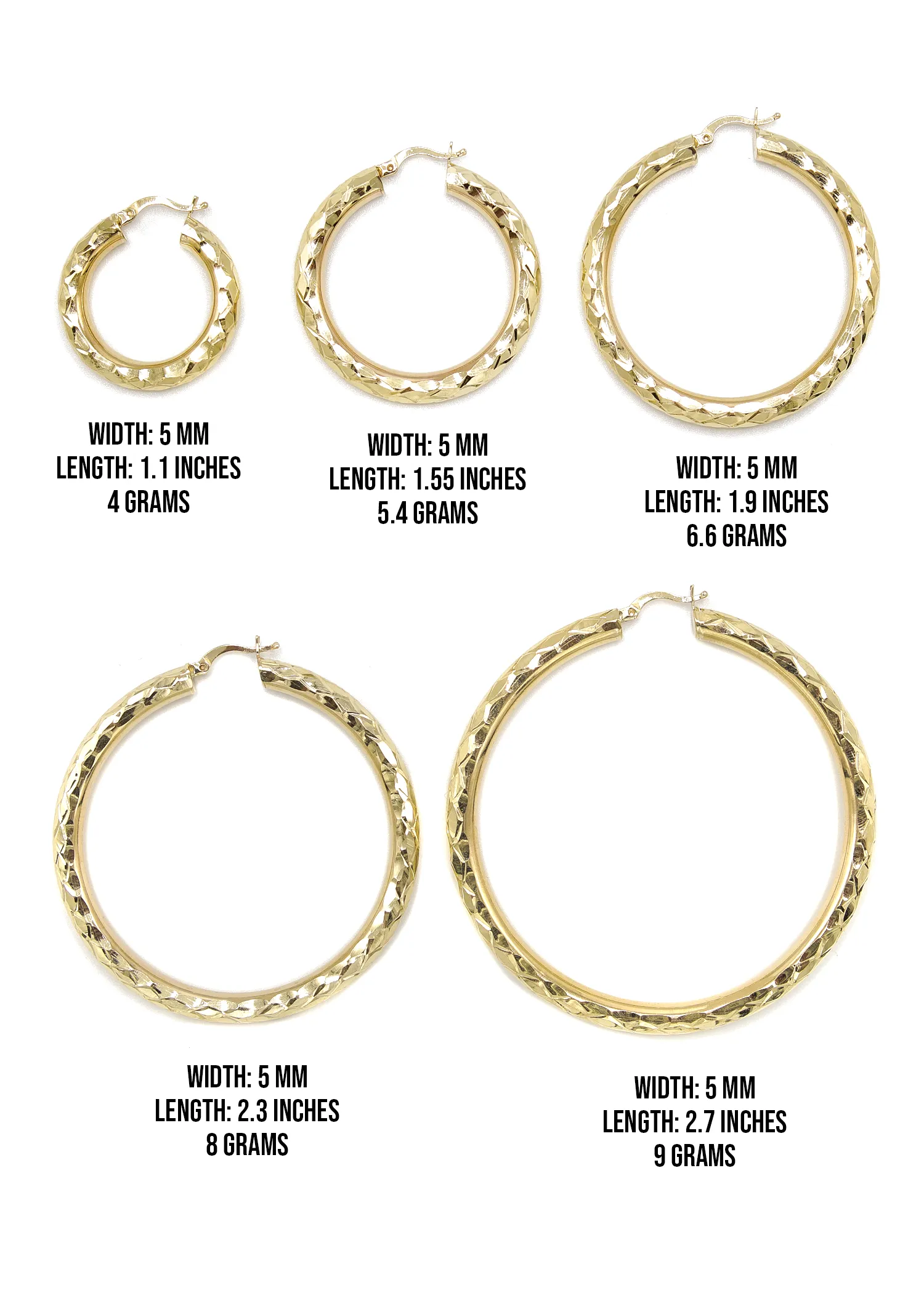 10K Womens Gold Hoop Earrings | Customizable Size