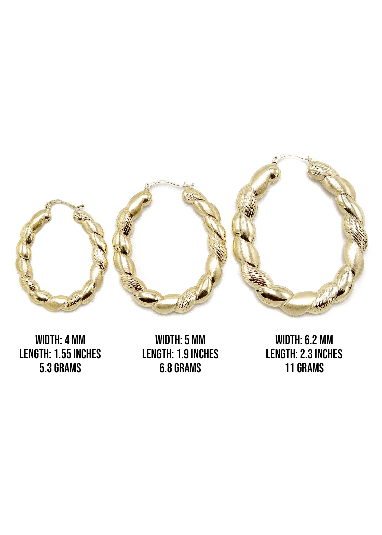 10K Womens Gold Hoop Earrings | Customizable Size