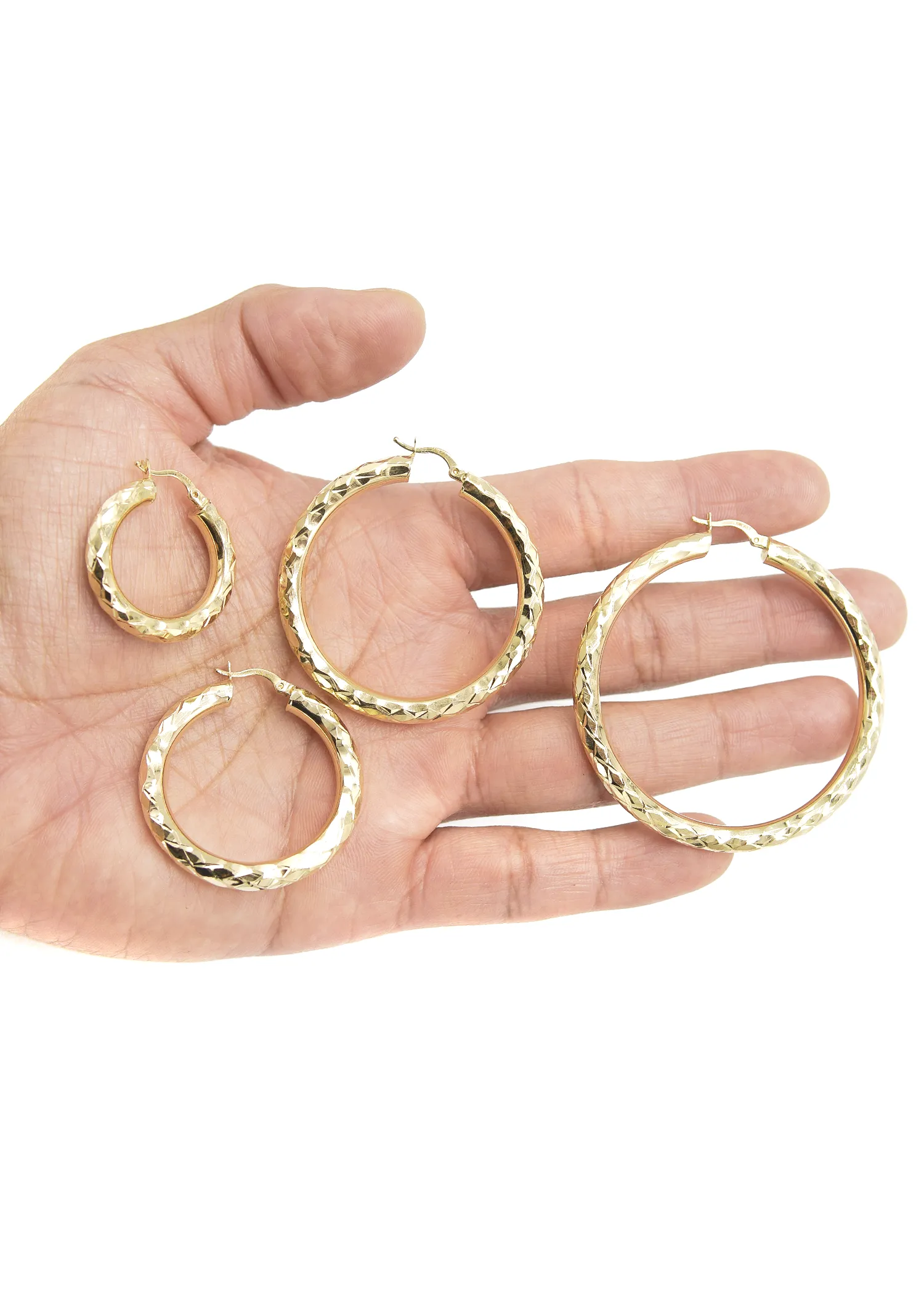 10K Womens Gold Hoop Earrings | Customizable Size