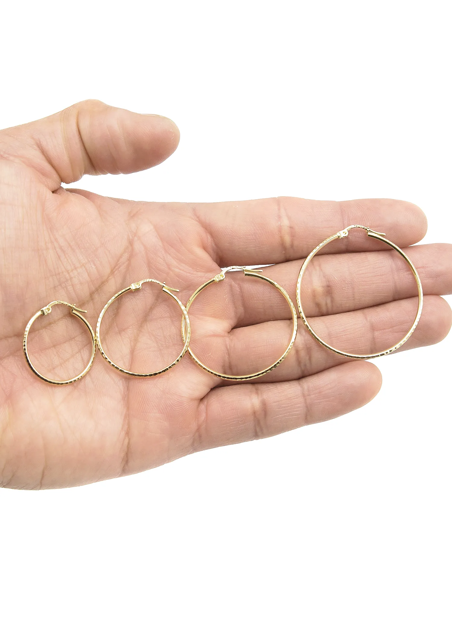 10K Womens Gold Hoop Earrings | Customizable Size