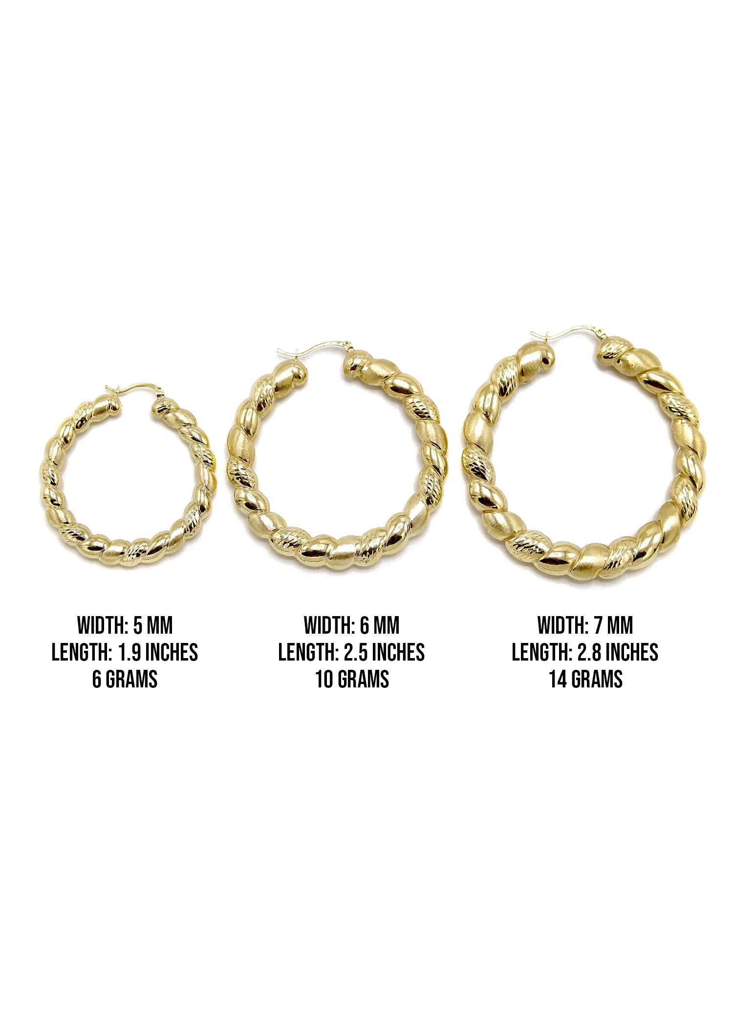 10K Womens Gold Hoop Earrings | Customizable Size