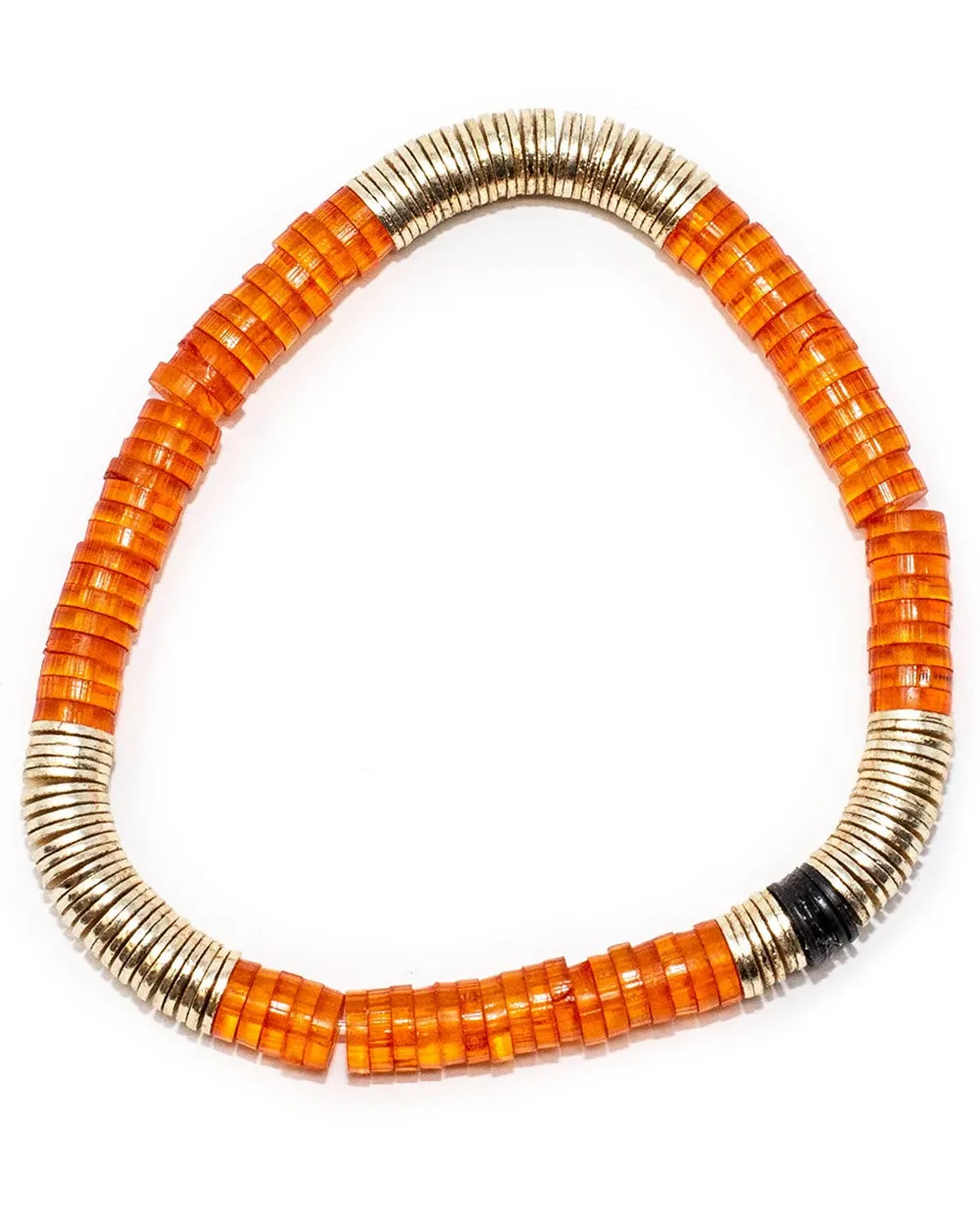 14k Gold and Orange Acrylic Stretch Bracelet