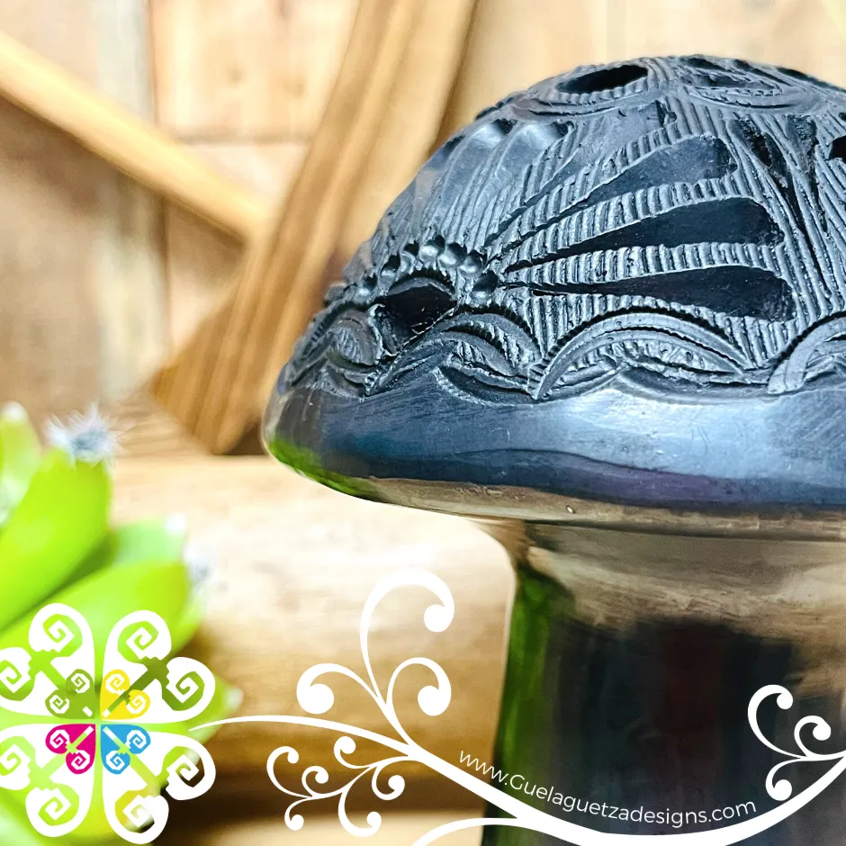 Beautiful Black Clay Mushroom - Black Clay Oaxaca