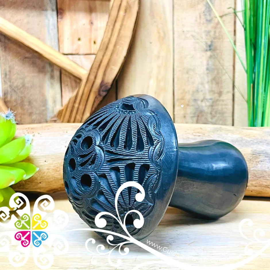 Beautiful Black Clay Mushroom - Black Clay Oaxaca