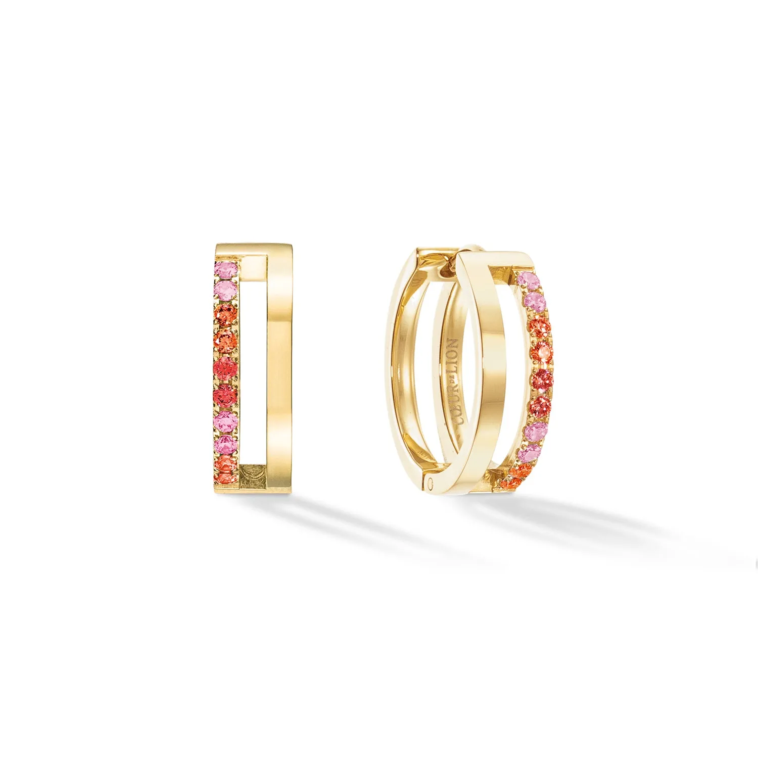 Coeur De Lion Eternal Unity Gold Red Hoop Earrings