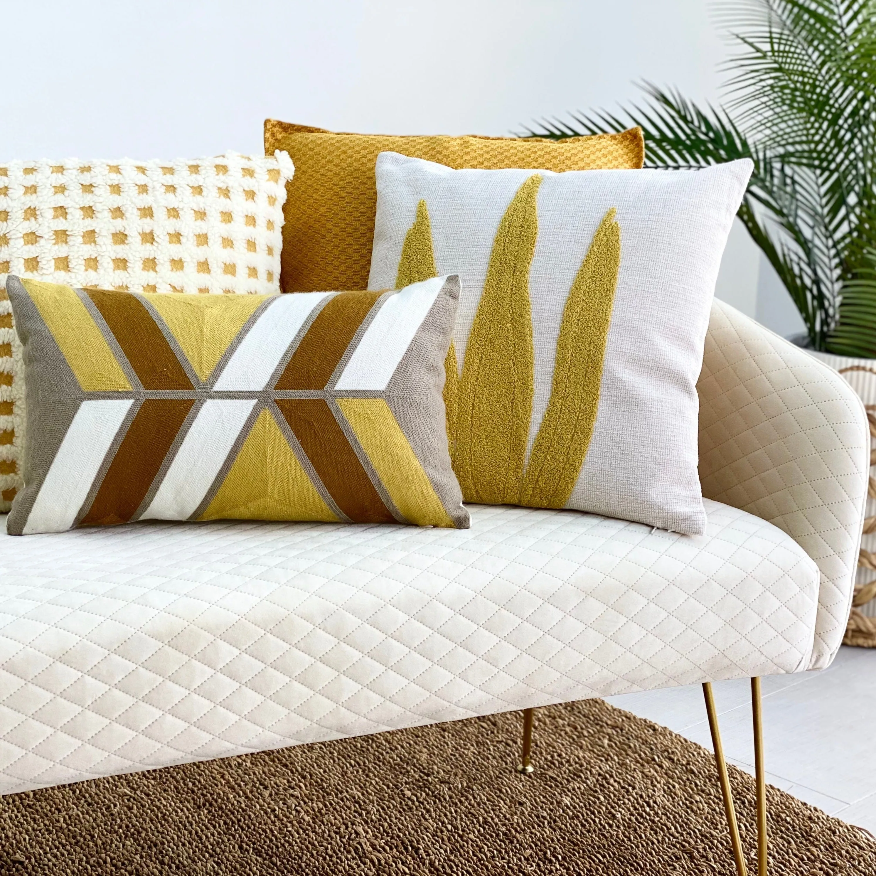 Connecting Dots Mustard Pillow