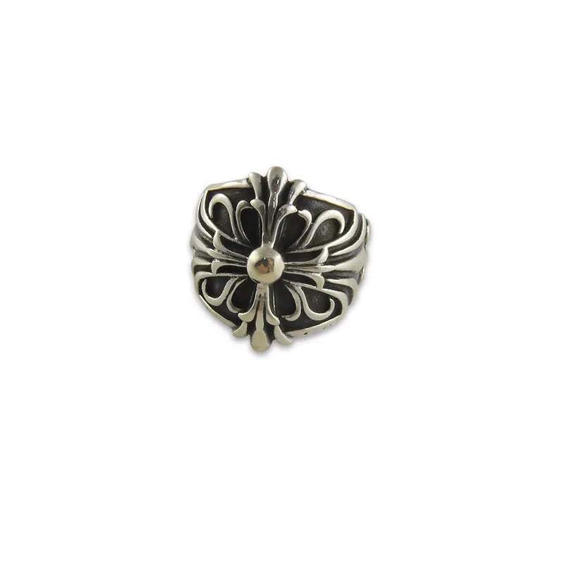 Embossed big fleur de lys Sterling Silver adjustable Ring