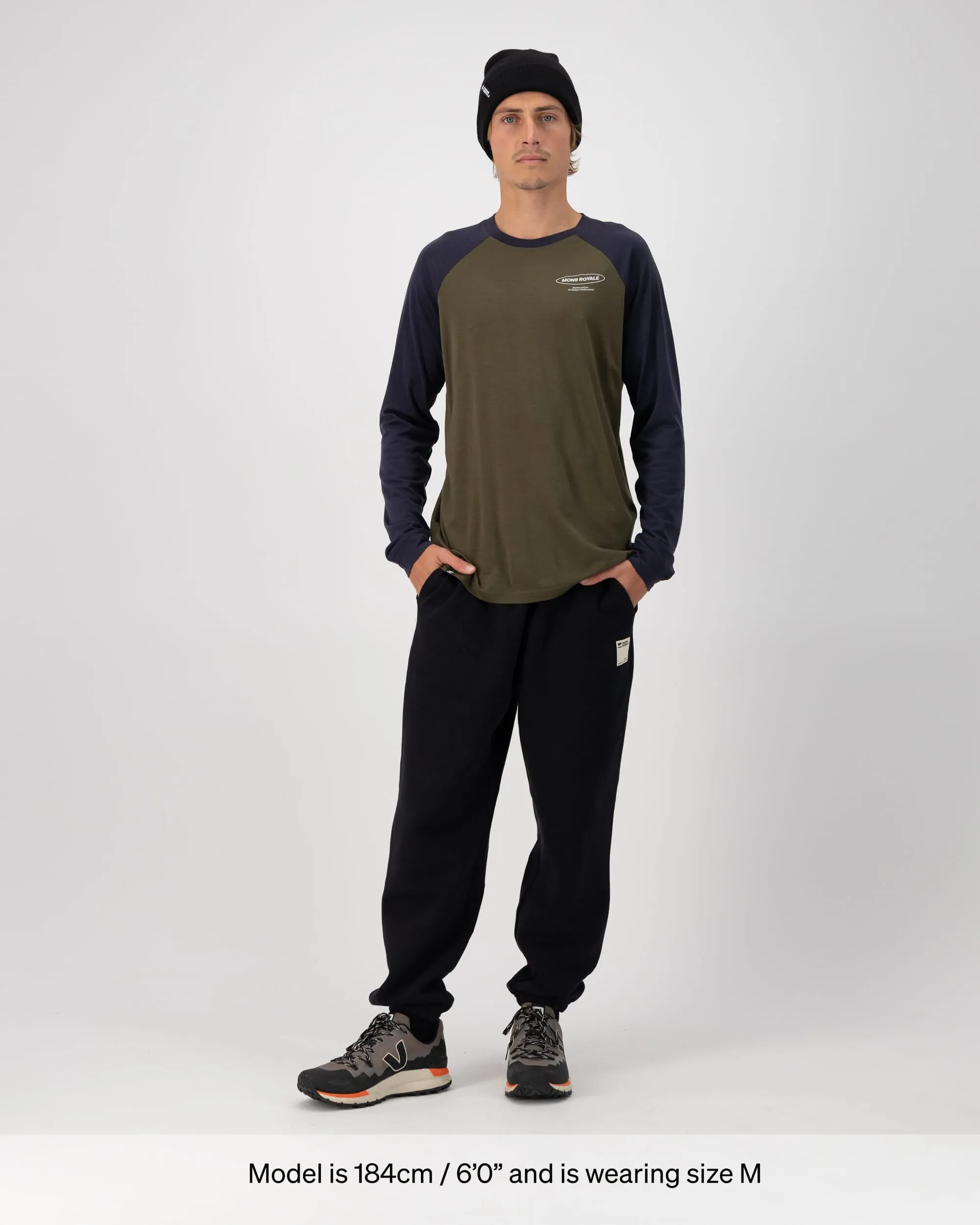 Icon Merino Raglan Long Sleeve - Dark Olive / 9 Iron