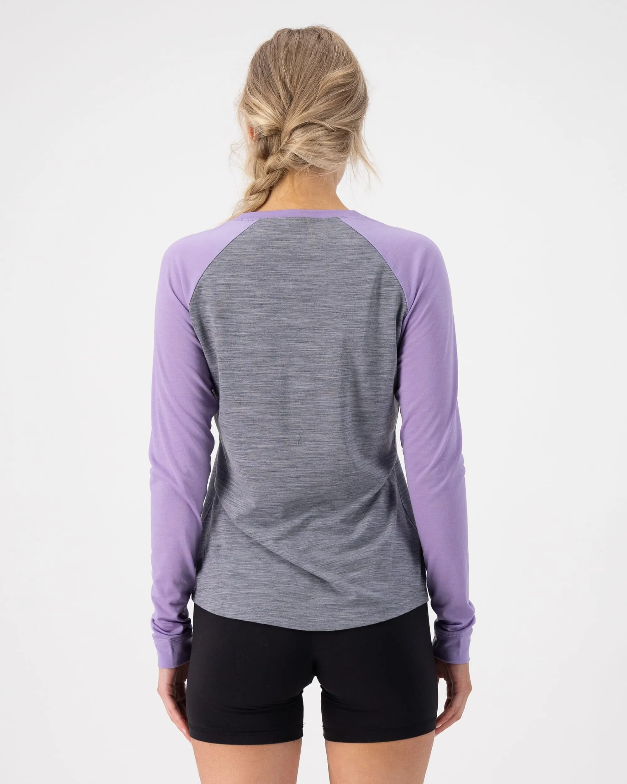 Icon Merino Raglan Long Sleeve - Grey Heather / Lupin