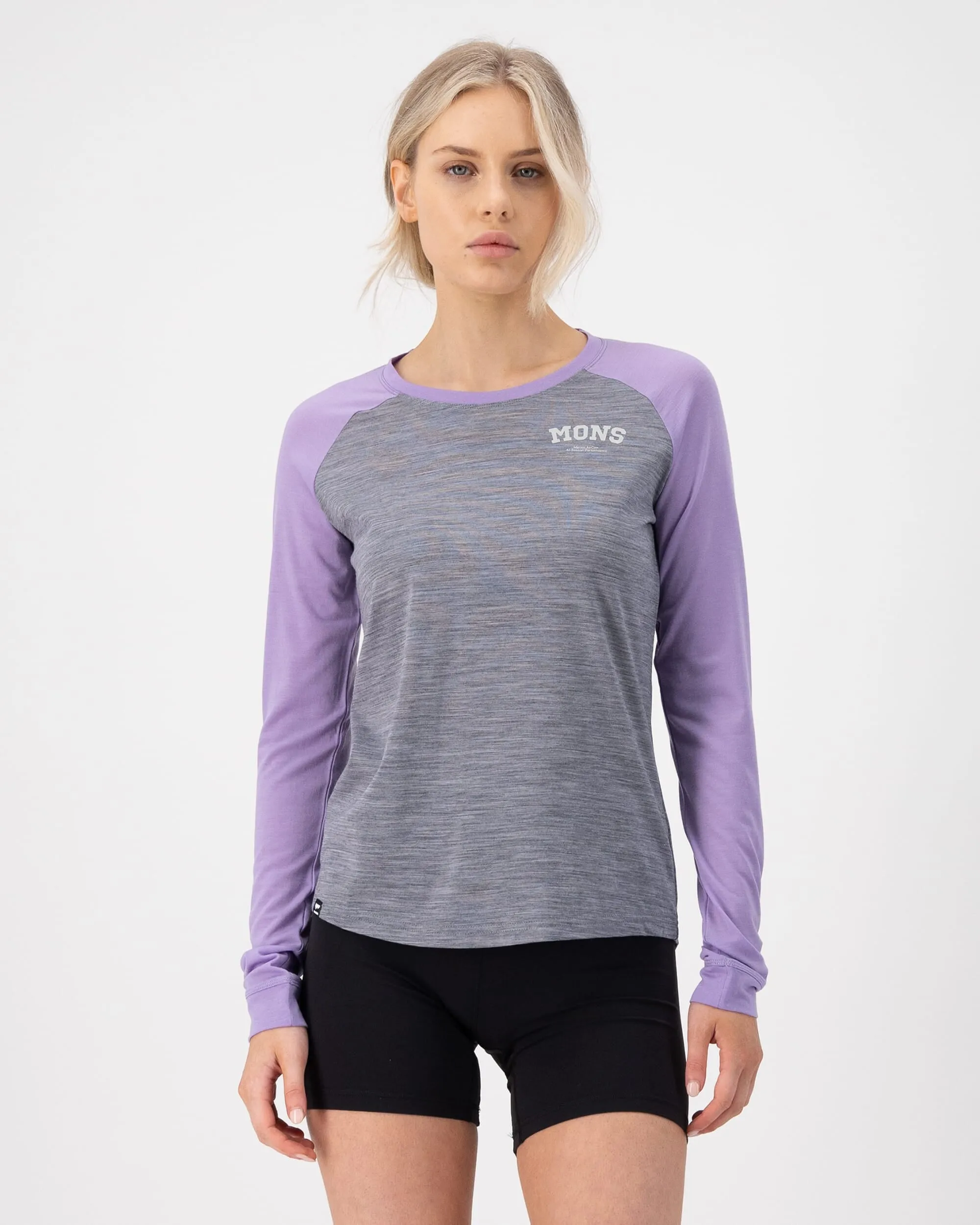 Icon Merino Raglan Long Sleeve - Grey Heather / Lupin