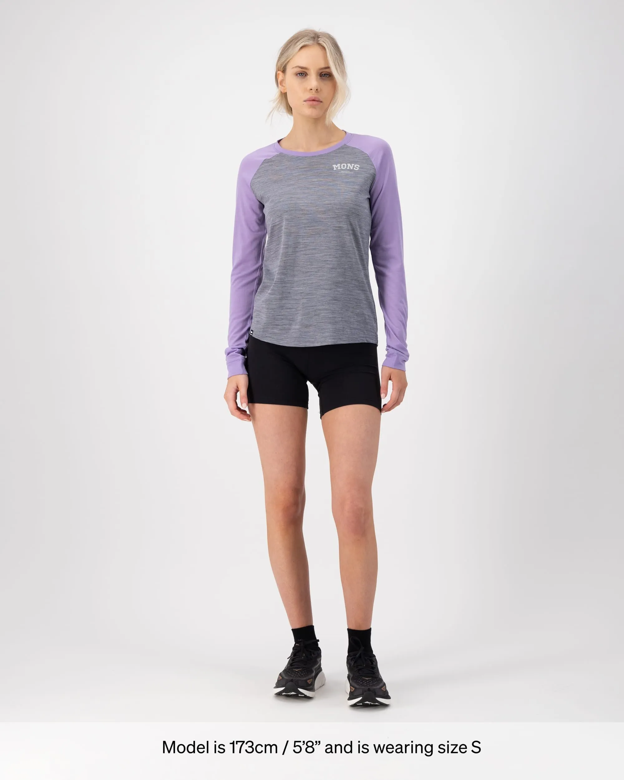 Icon Merino Raglan Long Sleeve - Grey Heather / Lupin