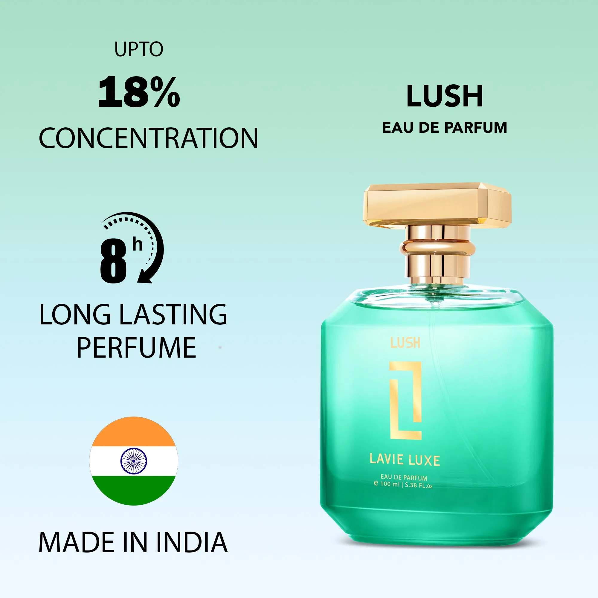 Lavie Luxe Lush Luxury Woman Eau De Parfum 100 ml ǀ  Perfume with scents Sweet, Jasmine & Vanilla  -  Light Green