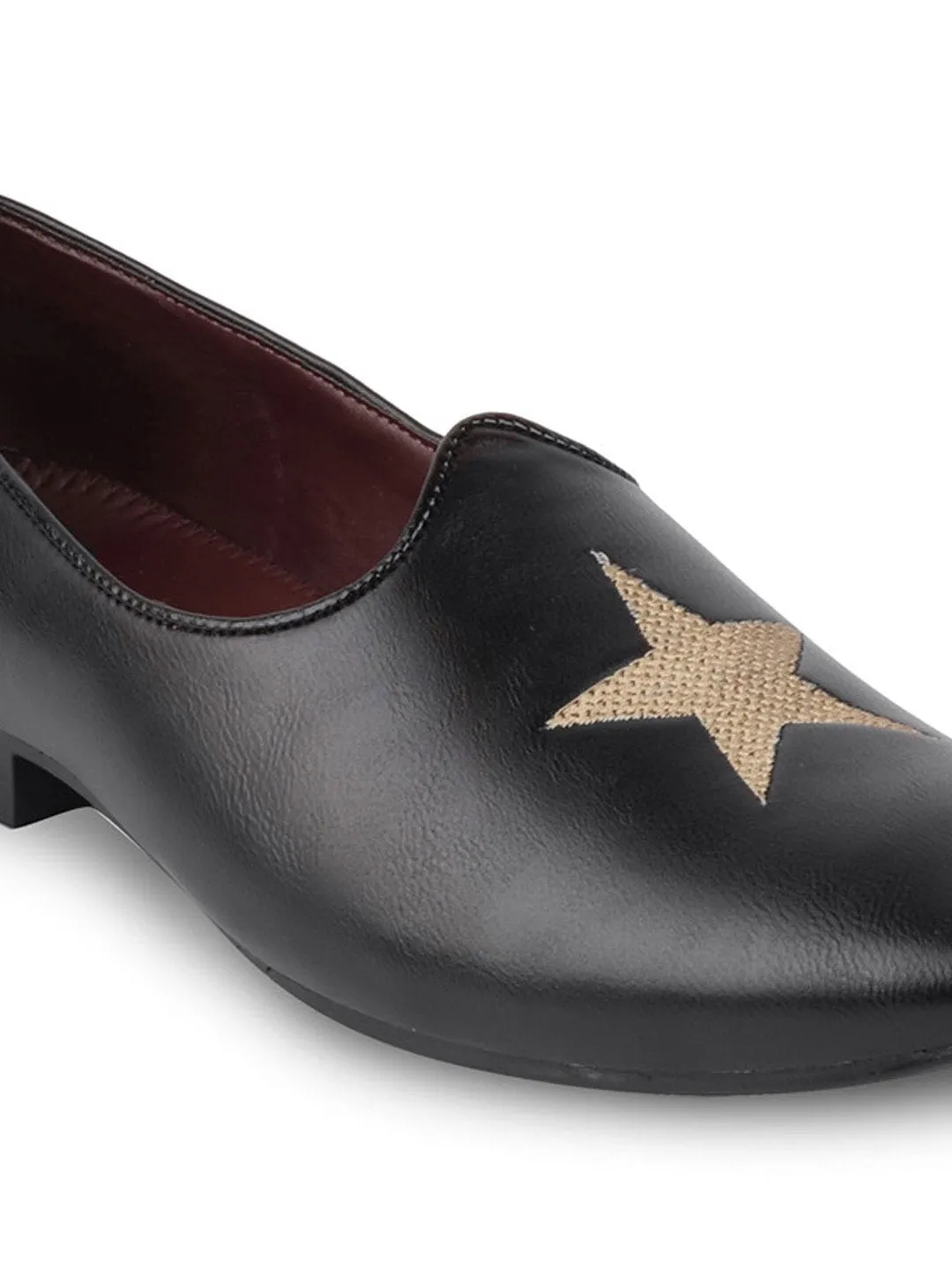 Men Black Ethnic Slip-On Jutis and Mojaris