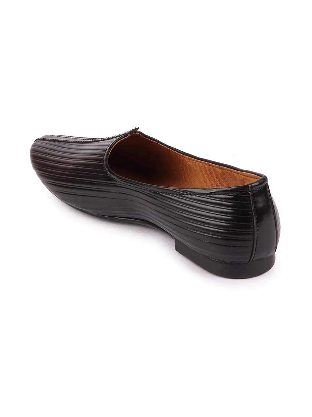 Men Black Ethnic Slip-On Juttis