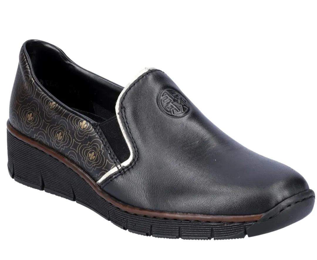 Pantofi casual, dama, RIEKER, Antistress, 53767-00 L2 negru, piele naturala