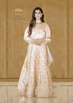 Pastel Pink  Reshamwork Anarkali Set with Dupatta