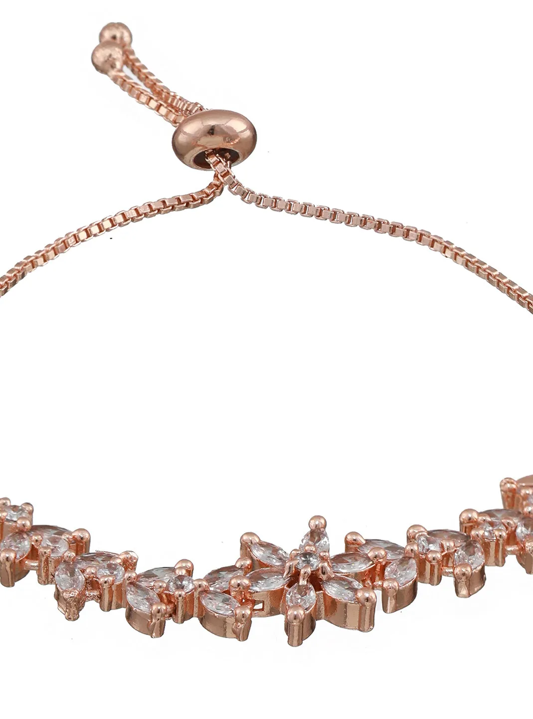 Rose-Gold Plated American Diamond Studded Handcrafted Adjustable Bracelet