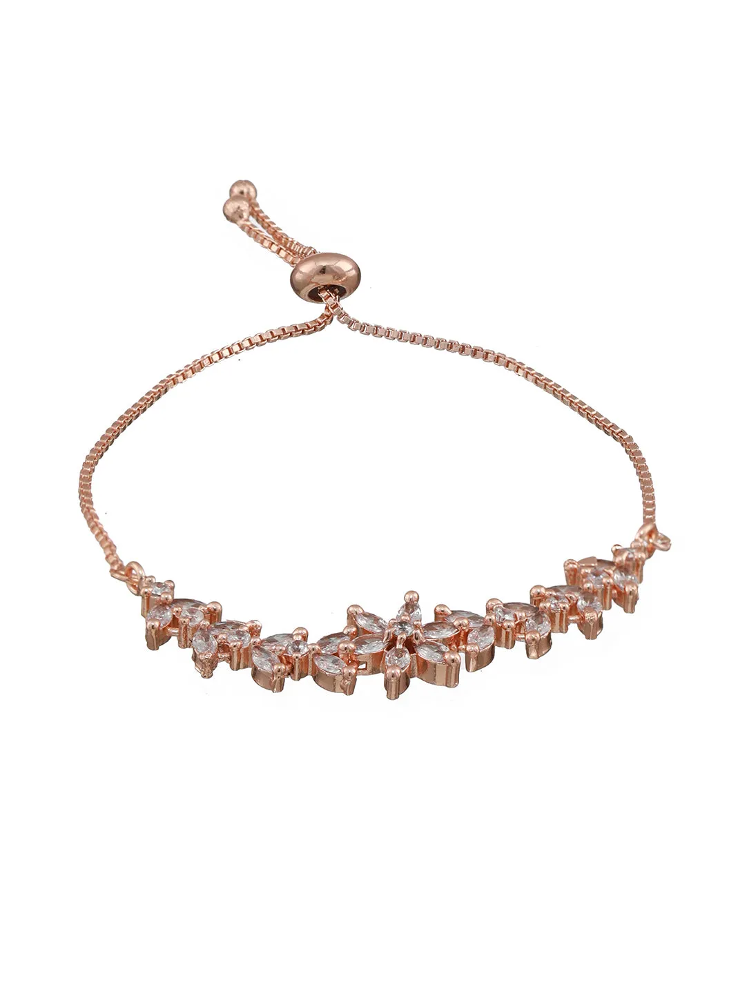 Rose-Gold Plated American Diamond Studded Handcrafted Adjustable Bracelet